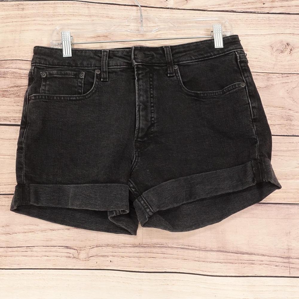 Free Assembly Cut-Off Denim Shorts Womens 12 Black 32 Waist 3.5 Inseam Stretch
